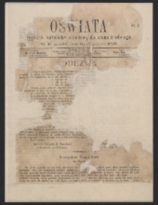 Oświata : Tygodnik katolicko-narodowy dla stanu średniego, Nr 1