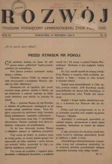 Rozw&oacute;j : tygodnik poświęcony unarodowieniu życia polskiego. R.9, nr 36