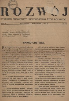 Rozw&oacute;j : tygodnik poświęcony unarodowieniu życia polskiego. R.9, nr 40