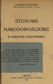 Stosunki narodowościowe w Księstwie Cieszyńskim