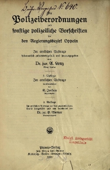 Polizeiverordnungen und sonstige polizeiliche Vorschriften für den Regierungsbezirk Oppeln