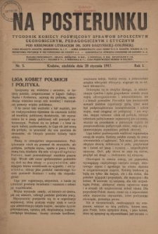 Na Posterunku : tygodnik kobiecy poświęcony sprawom społecznym, ekonomicznym, pedagogicznym i etycznym. R.1, nr 5