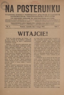Na Posterunku : tygodnik kobiecy poświęcony sprawom społecznym, ekonomicznym, pedagogicznym i etycznym. R.1, nr 6