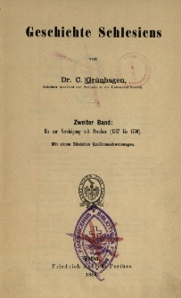 Geschichte Schlesiens. Bd.2: Bis zur Vereinigung mit Preufsen (1527-1740)