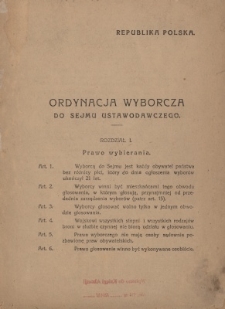 Ordynacja wyborcza do Sejmu Ustawodawczego