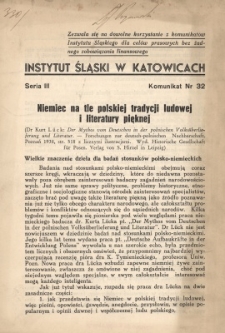Niemiec na tle polskiej tradycji ludowej i literatury pięknej