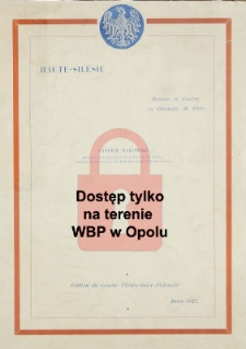 Haute-Sil&eacute;sie : Menace de Guerre ou Garantie de Paix