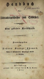 Handbuch der Literaturgeschichte von Schlesien : eine gekr&ouml;nte Preisschrift