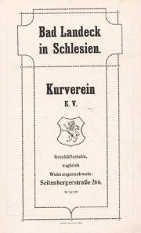 Bad Landeck in Schlesien : Kurverein E.V.1913
