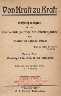 Sonntage von Advent bis Pfingsten, t.1