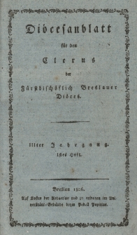 Di&ouml;cesenblatt f&uuml;r den Clerus der F&uuml;rstbisch&ouml;flichen Breslauer Di&ouml;ces. IIIter Jg, Ites H.