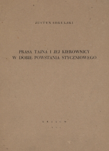 Prasa tajna i jej kierownicy w dobie powstania styczniowego