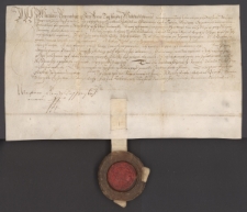 Wacław, książę cieszyński nadaje miastu Strumień przywilej pobierania myta od ludzi, woz&oacute;w i bydła