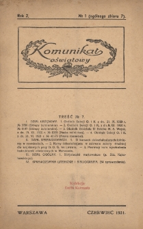 Komunikat Oświatowy. R. 2, nr 1 (og&oacute;lnego zbioru nr 7)