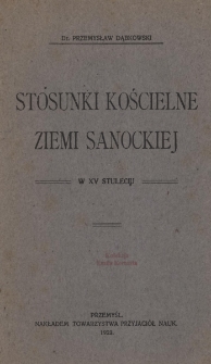 Stosunki kościelne ziemi sanockiej w XV stuleciu