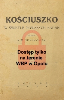 Kościuszko w świetle nowszych badań