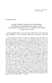Wok&oacute;ł podr&oacute;ży biskupa katowickiego Stanisława Adamskiego do Wrocławia i po Śląsku Opolskim w maju i czerwcu 1945 roku (wyb&oacute;r dokument&oacute;w)