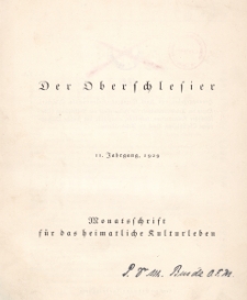Der Oberschlesier : Monatsschrift f&uuml;r das heimatliche Kulturleben, 1929. Jg.11, H.3