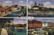 Oppeln : Eishaus mit Schlo&beta;teich, Piastenschlo&beta;, Friedrichsplatz