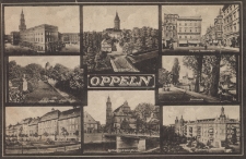 Oppeln : Rathaus, Piastenschloss, Ring und Nicolaistrasse, Schlosspark, Friedrichsplatz, Evg. Kirche mit Schlossbr&uuml;cke, Moltkestrasse