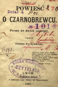 Powieść o Czarnobrewcu : poema we dw&oacute;ch częściach