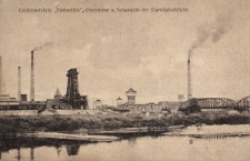 Cellulosefabrik &bdquo;Feldm&uuml;hle&rdquo;, Oderstrom u. Teilansicht der Eisenbahnbr&uuml;cke