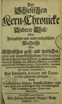Der Schlesischen Kern-Chronicke. Anderer Theil oder Fortgesetzte