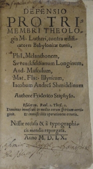 Defensio pro trimembri theologia M. Lutheri