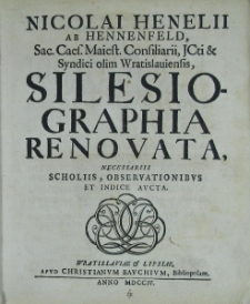 Silesiographia renovata t.I