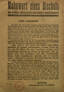 Głos Biskupa do G&oacute;rnośląskich Rodak&oacute;w!