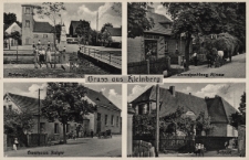 Gruss aus Kleinberg : Dorfstra&szlig;e, Warenhandlung Kloss, Gasthaus Balzer, Schule