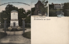 Krieblowitz bei Canth : Dem F&uuml;rsten Bl&uuml;cher von Wahlstatt die K&ouml;nige Friedrich Wilhelm III, Friedrich Wilhelm IV u. das Heer, Tor zum Schlosspark, Schloss