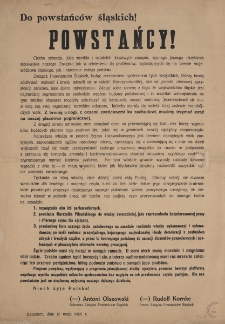 Powstańcy : Do powstańc&oacute;w śląskich!