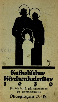 Katholischer Kirchenkalender f&uuml;r das Jahr 1930