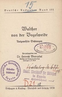 Walther von der Vogelweide : Ausgew&auml;hlte Dichtungen