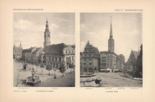 Tafel 177 Gesamtansichten : Schweidnitz Markt (Jesuitenkirche, Rathaus) ; Neisse Ring (Wagehaus, Ratsturm, Pfarrturm, Jacobikirche)