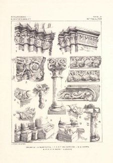 Tafel 5 Mittelalter : Trebnitz Nordportal, Bruchst&uuml;cke, Krypta, Basen ; Leubus