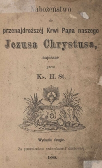Nabożeństwo do Przenajdroższej Krwi Pana naszego Jezusa Chrystusa