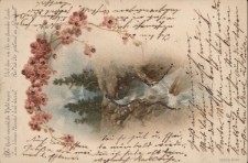 Die Quelle rauscht die Wipfel ragen zum blauen Himmel hoch hinauf, und fern von Fir im fremden Lande Ruf' ich Dir gr&uuml;ssend zu &bdquo;Gl&uuml;ckauf&rdquo;!