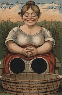 Hier siehst Du eine s&uuml;sse, ganz wunderbare Maid, sie w&auml;scht sich ihre F&uuml;sse - es ist die h&ouml;chste Zeit