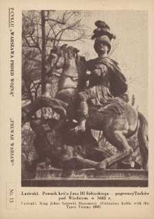 Warszawa przed wojną : Łazienki. Pomnik kr&oacute;la Jana III Sobieskiego - pogromcy Turk&oacute;w pod Wiedniem w 1683 r.