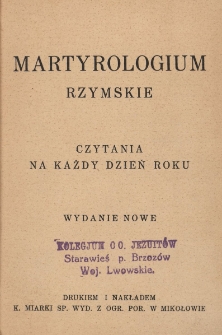 Martyrologium rzymskie : czytania na każdy dzień roku
