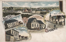 Bratsch : Totalansicht, Schule, Behrr Gasthaus, Jos. Aberspach Warenhandlung, Kirche u. Pfarrei