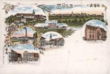 Gruss aus Z&uuml;lz (Schles.) : Seminar, Zuckerfabrik, Bahnhof, Rathaus, Ring, Pfarrhaus