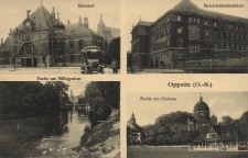 Oppeln (O.-S.) : Bahnhof, Reichsbahndirektion, Partie am M&uuml;hlgraben, Partie am Eishaus