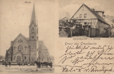 Gruss aus Groschowitz : Kirche. Spezereigesch&auml;ft v. J. Smiałek