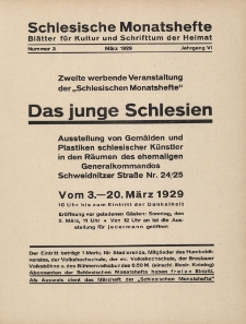 Schlesische Monatshefte : Bl&auml;tter f&uuml;r Kultur und Schrifttum der Heimat 1929, 6 Jg., Nr 3