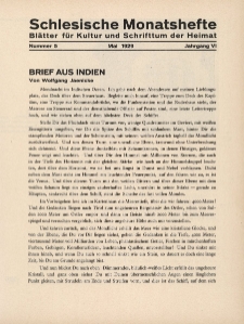 Schlesische Monatshefte : Bl&auml;tter f&uuml;r Kultur und Schrifttum der Heimat 1929, 6 Jg., Nr 5