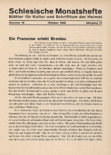 Schlesische Monatshefte : Bl&auml;tter f&uuml;r Kultur und Schrifttum der Heimat 1929, 6 Jg., H.10