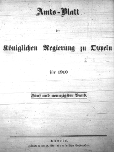 Amtsblatt der K&ouml;niglichen Regierung zu Oppeln 1910. St&uuml;ck 48